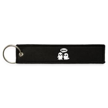 Halloween Cute Boo Ghosts - Jet Tag Keychain - black - Front