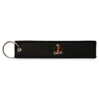 Colombian Girl Pride Woman with Colombia Flag - Jet Tag Keychain - black - Front