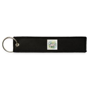 Watercolor Lily Bouquet - Jet Tag Keychain - black - Front