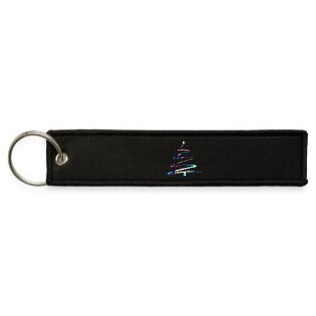 Minimal Line Christmas Tree – Colorful Modern Xmas - Jet Tag Keychain - black - Front