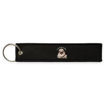 Cute Sloth with Coffee Cup Just One More Sip Sloth - Jet Tag Keychain - black - Front