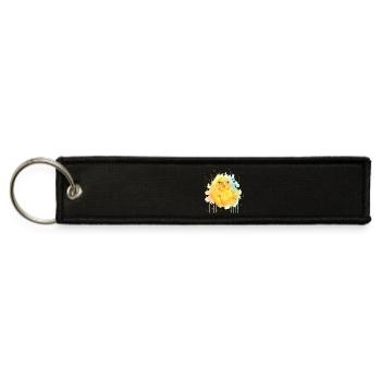 Cheerful Canary – Watercolor Portrait - Jet Tag Keychain - black - Front