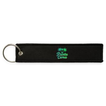 Punta Cana Caribbean vacation with palm trees - Jet Tag Keychain - black - Front