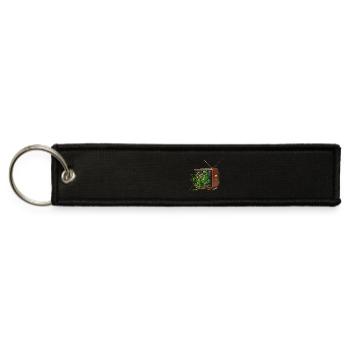 Retro TV with Growing Wildflowers and Vines - Jet Tag Keychain - black - Front