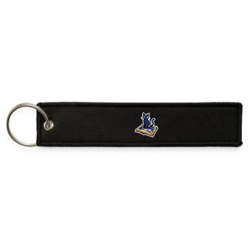 Cute Kawaii Celestial Library Galaxy Cat - Jet Tag Keychain - black - Front