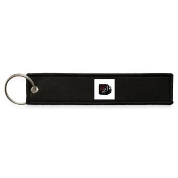 Cat Portrait on Retro TV Screen - Jet Tag Keychain - black - Front