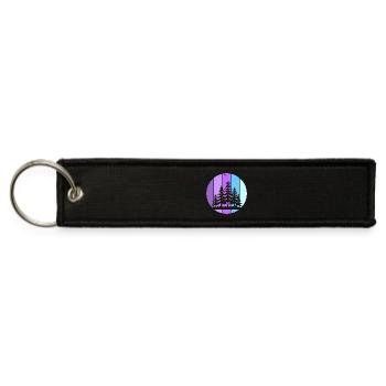 Retro Sunset Pine Forest Circle –  Nature Outdoor  - Jet Tag Keychain - black - Front