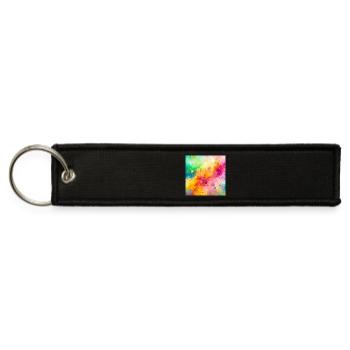 Rainbow Splash Abstract - Jet Tag Keychain - black - Front