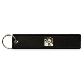 Sleeping Wolf and Dog Chain Scene - Jet Tag Keychain - black - Front