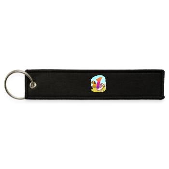 1st Birthday Horseback Riding Horse-themed One - Jet Tag Keychain - black - Front