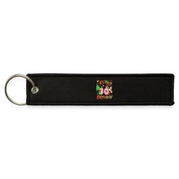 It's My 10 Birthday Snowman Christmas Donut - Jet Tag Keychain - black - Front