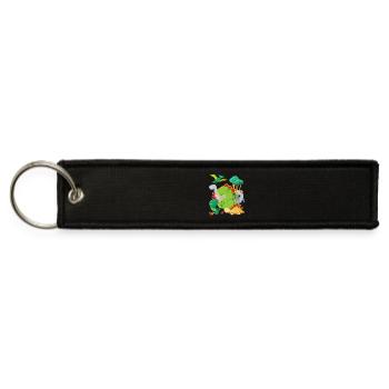 Herd Of Cute Dinosaurs 2th Birthday 2 Years Old - Jet Tag Keychain - black - Front