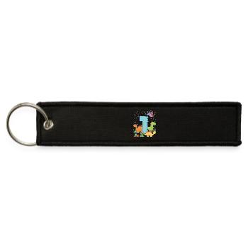 Herd Of Cute Dinosaurs 1st Birthday 1 Year Old Kid - Jet Tag Keychain - black - Front