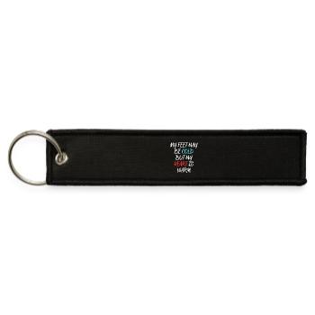 My feet may be cold but my heart is warm - Jet Tag Keychain - black - Front