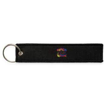 Life Is Better With Music Musical Notes Musician - Jet Tag Keychain - black - Front