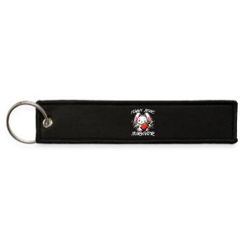 Tummy Ache Survivor – Cute Bunny Design - Jet Tag Keychain - black - Front