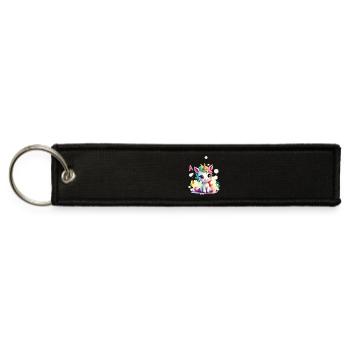 Cute unicorn with soap bubbles and ABC letters  - Jet Tag Keychain - black - Front