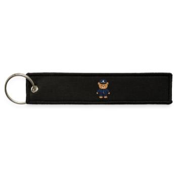 Teddy bear British policeman - Jet Tag Keychain - black - Front
