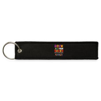 Rock Your Socks World Down Syndrome Day Awareness - Jet Tag Keychain - black - Front