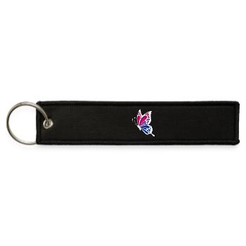 Bi Pride Butterfly - Jet Tag Keychain - black - Front