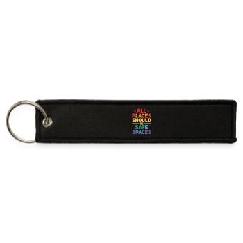 All Places Should Be Safe Spaces LGBTQ Gay Pride - Jet Tag Keychain - black - Front