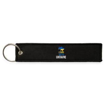 I stand with Ukraine Anti Putin hands off - Jet Tag Keychain - black - Front
