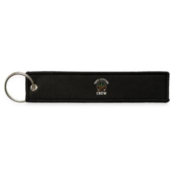Tree Farm Crew Holiday Spirit Pine Picking Winter - Jet Tag Keychain - black - Front