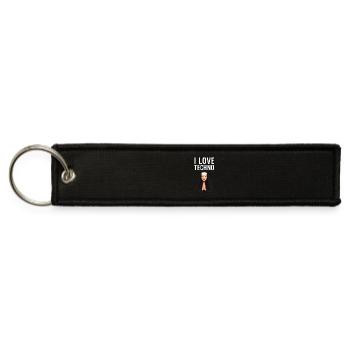 I Love Techno – Pray for the Drop - Jet Tag Keychain - black - Front
