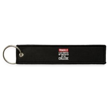 Fragile Dad Dropping Daughter at College - Jet Tag Keychain - black - Front