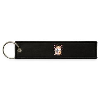 Hamster Bubble Tea Kawaii - Jet Tag Keychain - black - Front