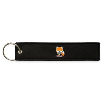 Fox Bubble Tea Kawaii - Jet Tag Keychain - black - Front