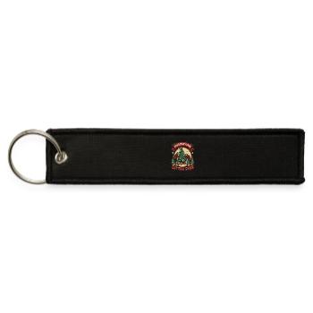 Christmas Tree Farmer Christmas Tree Cutting Crew - Jet Tag Keychain - black - Front