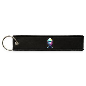 Futuristic Cyberpunk Female Portrait - Jet Tag Keychain - black - Front