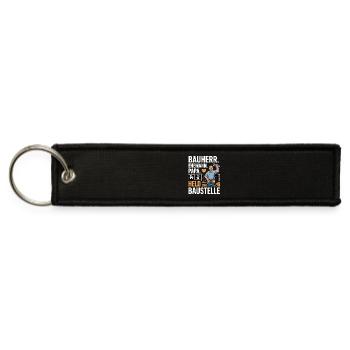 Held Of The Construction Site - Dad, Husband - Jet Tag Keychain - black - Front