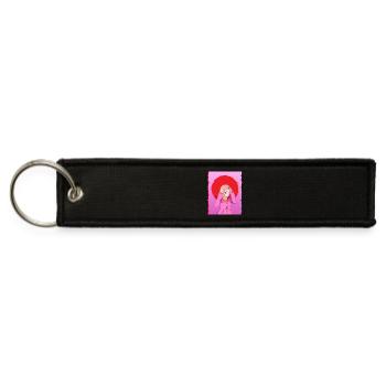 Glitch Aesthetic Anime Girl Digital Art Design - Jet Tag Keychain - black - Front