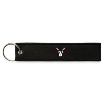 Cute Cartoon Guinea Pig Face Simple Minimalist Pet - Jet Tag Keychain - black - Front