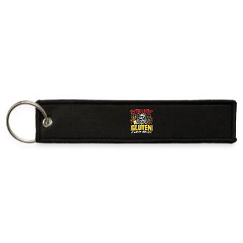 Gluten Funny Skeleton Celiac Disease Awareness - Jet Tag Keychain - black - Front