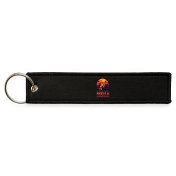Retro Cat Patch Sunset Desk - Jet Tag Keychain - black - Front