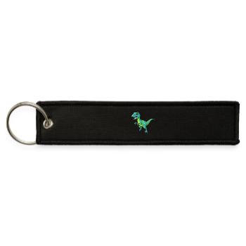 Dino Cartoon Velociraptor - Jet Tag Keychain - black - Front