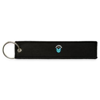 Neon Blue Cat Globe Emblem - Jet Tag Keychain - black - Front