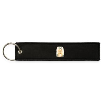 Tiny but Mighty – Cute Cartoon Hamster - Jet Tag Keychain - black - Front
