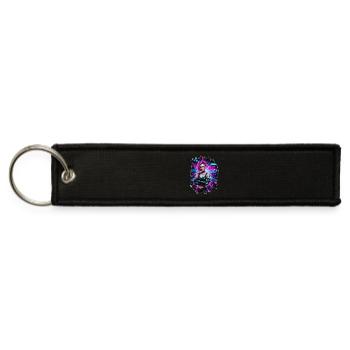 Cyberpunk Hacker Tee: Pink Hair Glitch Neon Art - Jet Tag Keychain - black - Front