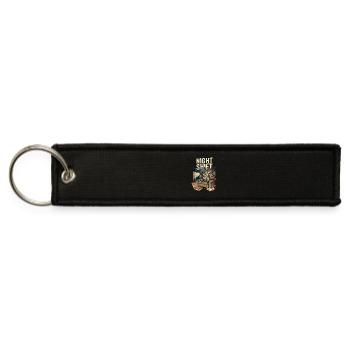 Night Shift Security Owl Pizza Lover Art - Jet Tag Keychain - black - Front
