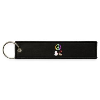 Peace symbol cat and mouse - Jet Tag Keychain - black - Front