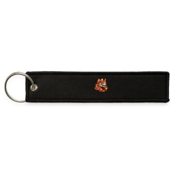 Colorful T-Rex: Dinosaur Amidst Autumn Leaves - Jet Tag Keychain - black - Front