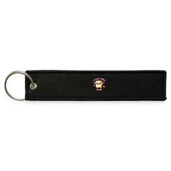 Kawaii Chibi Bread – I Loaf You Funny Food Pun - Jet Tag Keychain - black - Front