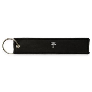 Depth strength gymmotivation quote with white text - Jet Tag Keychain - black - Front