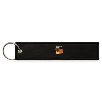 Funny Pure Bread Cute Pug Loaf Dog Rolling Fatties - Jet Tag Keychain - black - Front
