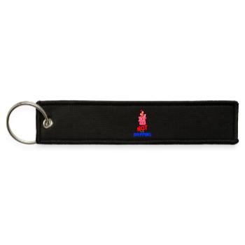 Cute Melting Candle with Fiery Top Dripping - Jet Tag Keychain - black - Front