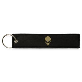 Alien Silhouette Head Face - Jet Tag Keychain - black - Front